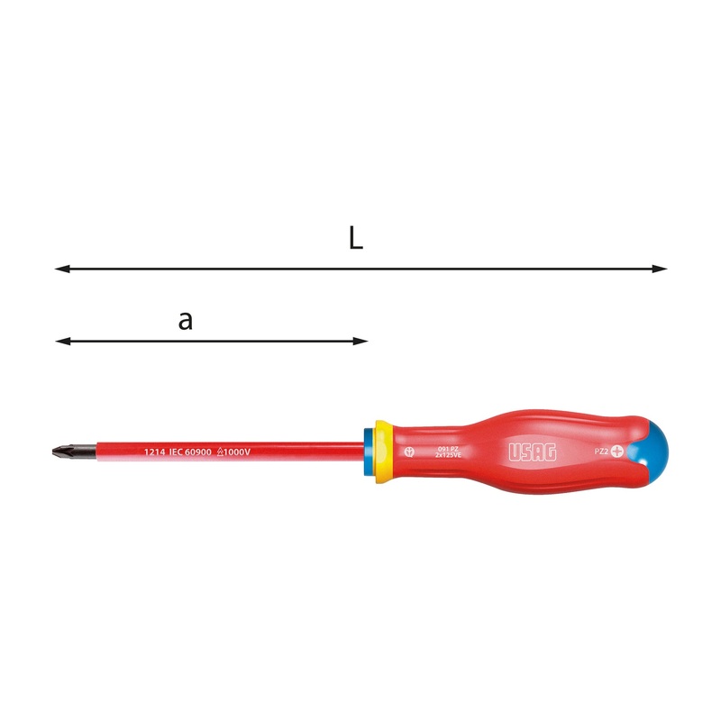 091 PZ - screwdriver for cross recessed screws pozidriv - supadriv 1000 v - Usag