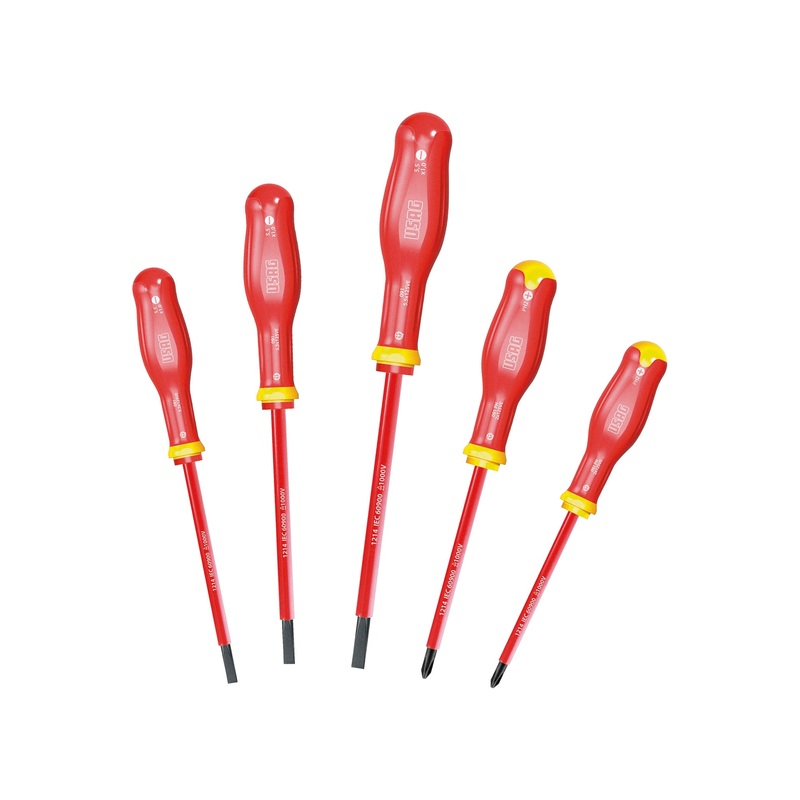 091 SH5 - Set of 5 screwdrivers for slotted screws and for Phillips cross head screws 1000 v - Usag - U00910100
