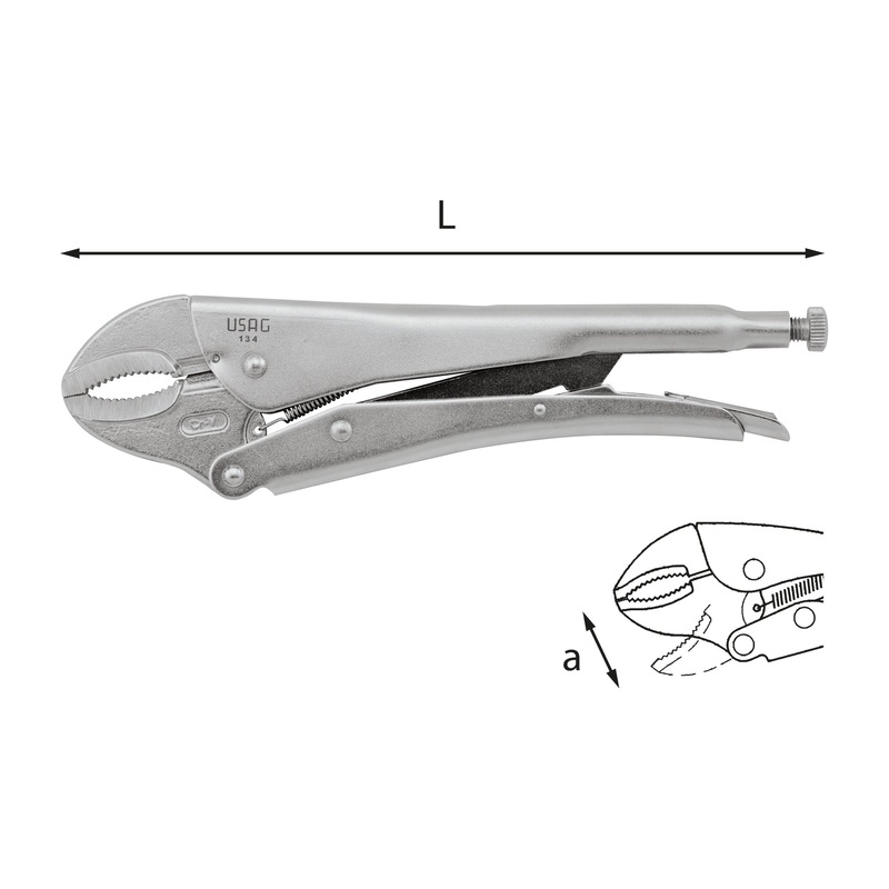 134 - Self-locking adjustable pliers with concave jaws - Usag - U01340001