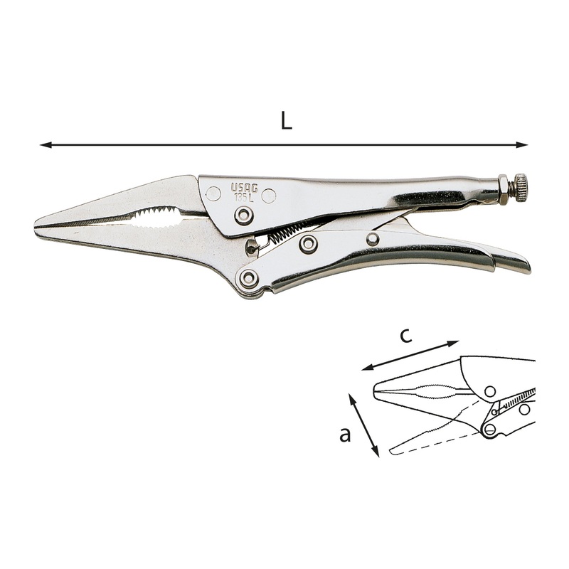 135 L - Self-locking adjustable pliers with long thin jaws - Usag - U01350401