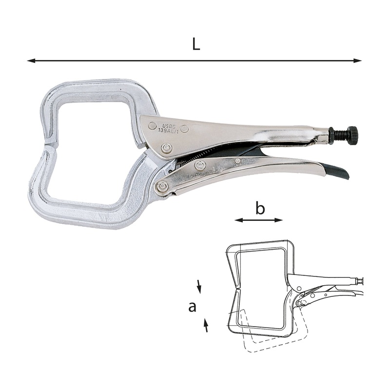 139 AL - Adjustable self-locking pliers with aluminum gooseneck jaws - Usag