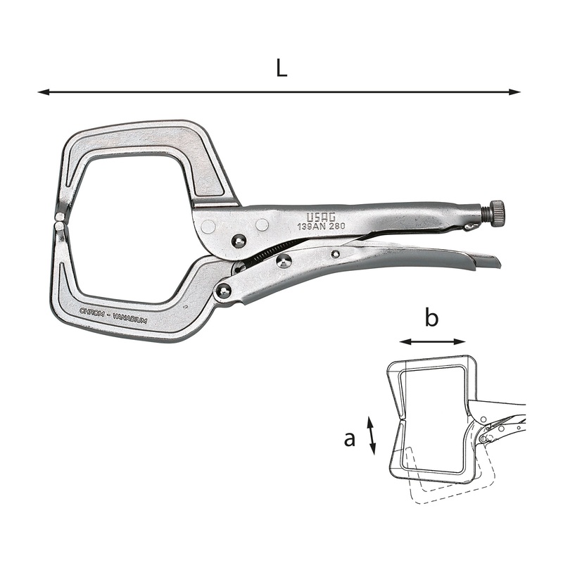 139 AN - Self-locking adjustable pliers with swan neck jaws - Usag - U01390004