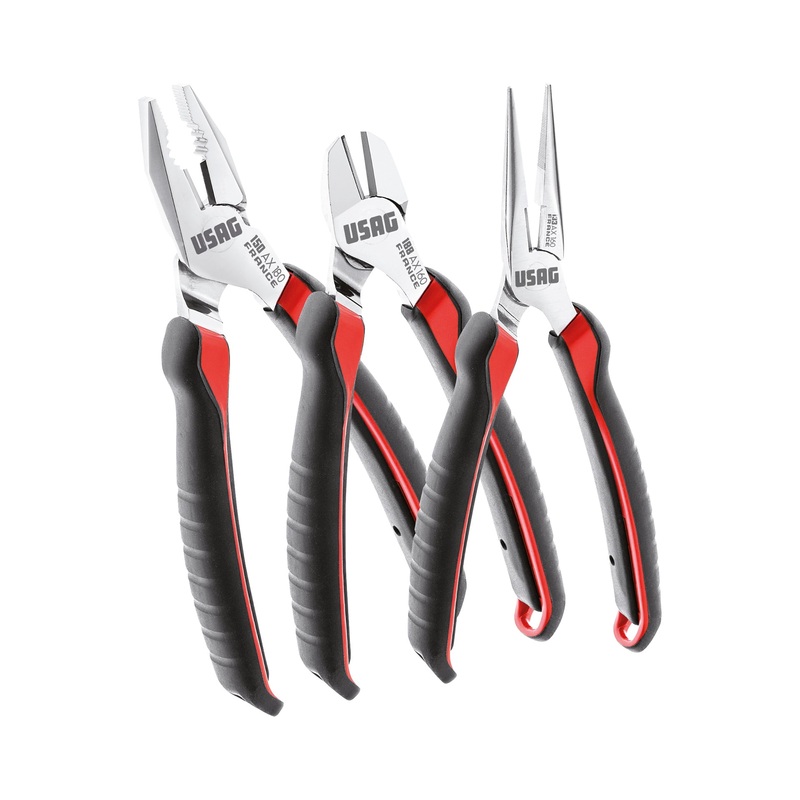 150 AX/SE3 - Assortment with universal pliers, straight nose pliers and diagonal cutting nippers (3 pcs) - Usag - U01500201