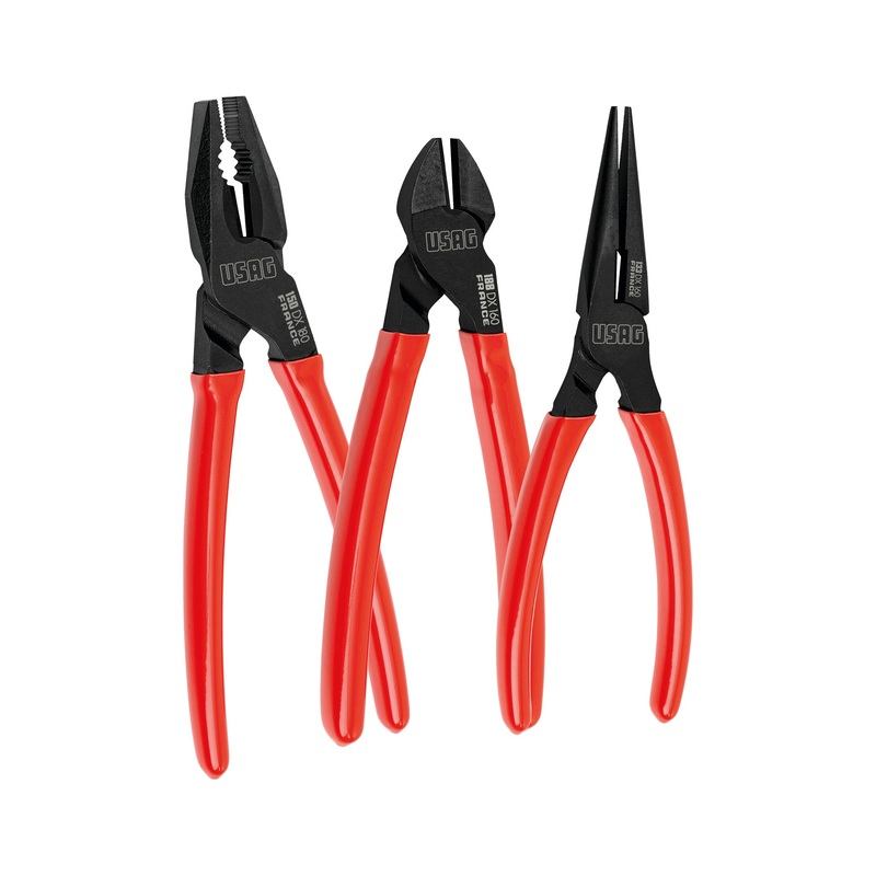 150 DX/SE3 - Assortment with universal pliers, straight nose pliers and diagonal cutting nippers (3 pcs) - Usag - U01500214
