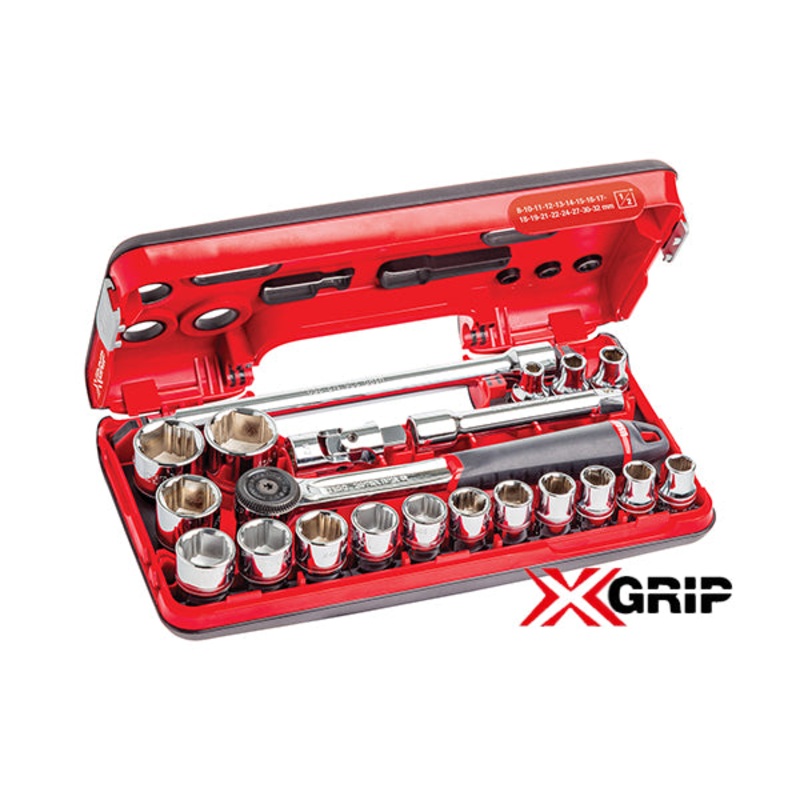 Assortment in bi-material case with X-Grip hexagonal sockets (21 pcs) | 609 1/2 EAX | Usag - U06090027