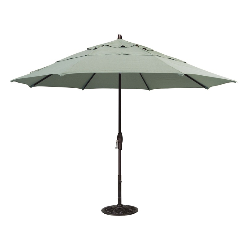 Auto-tilt 11' Umbrella with SUNBRELLA Fabric- Black Finish - Base Sold Separately (Assorted Colours Available)