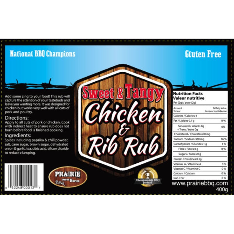 Sweet & Tangy Chicken & Rib Rub - Prairie Smoke & Spice - 400g - STR