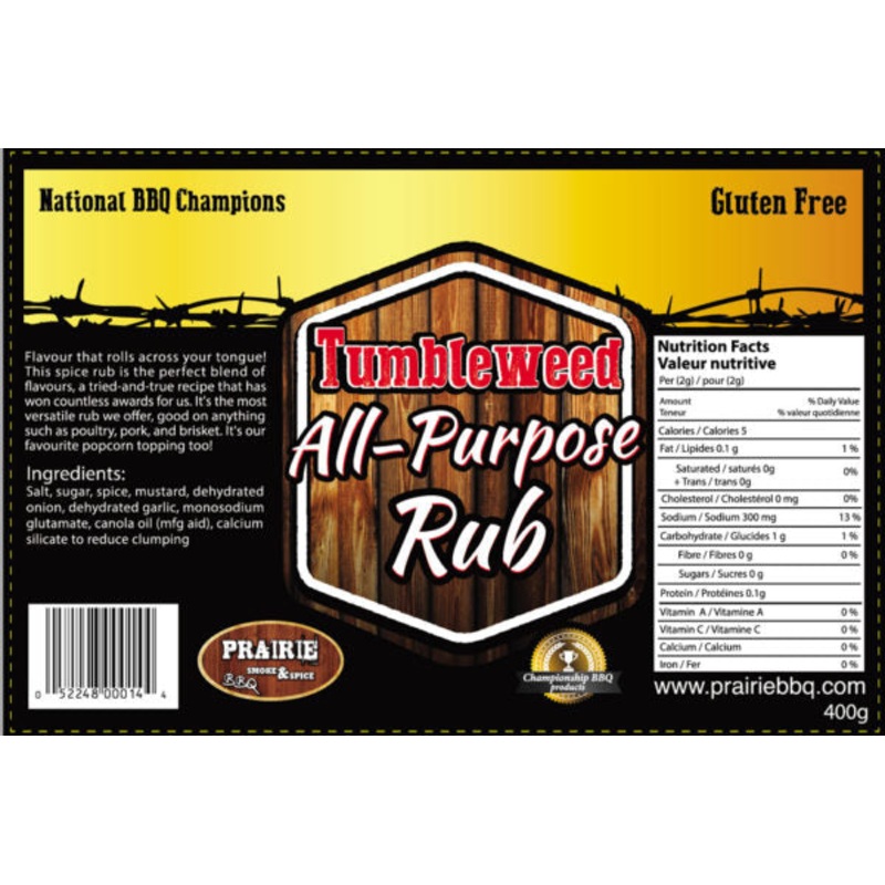 Tumbleweed All-Purpose Rub - Prairie Smoke & Spice - 400g - APR