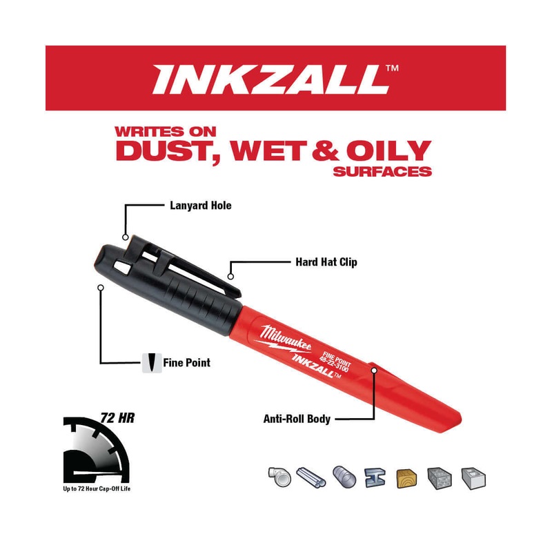 Milwaukee INKZALL Fine Point Jobsite Markers (Single) - 48-22-3100
