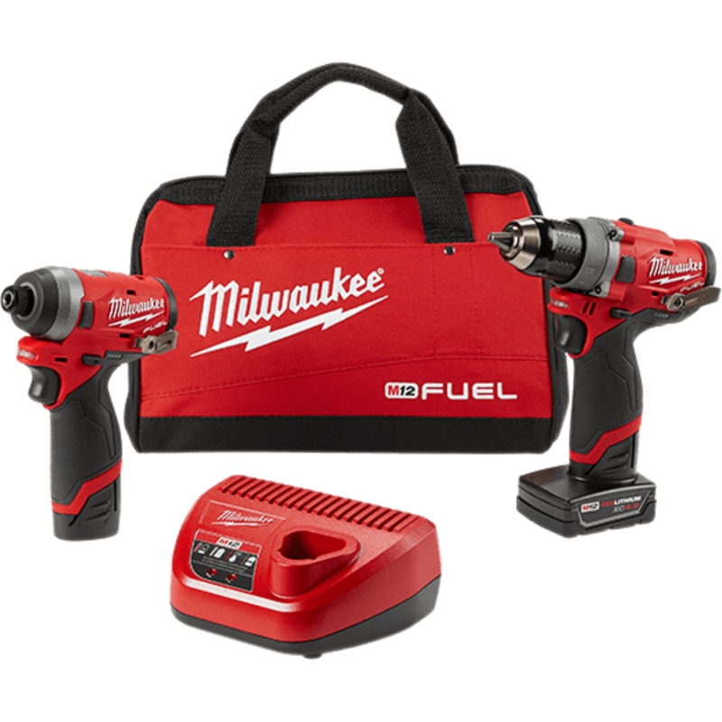 Milwaukee M12 FUEL 2-Tool Combo Kit: 1/2" Drill Driver and 1/4" Hex Impact Driver - 2596-22
