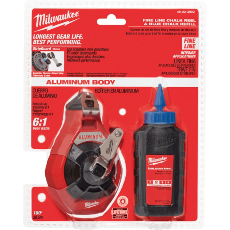 Milwaukee 100' Fine Line Chalk Kit w/ Blue Chalk - 48-22-3992