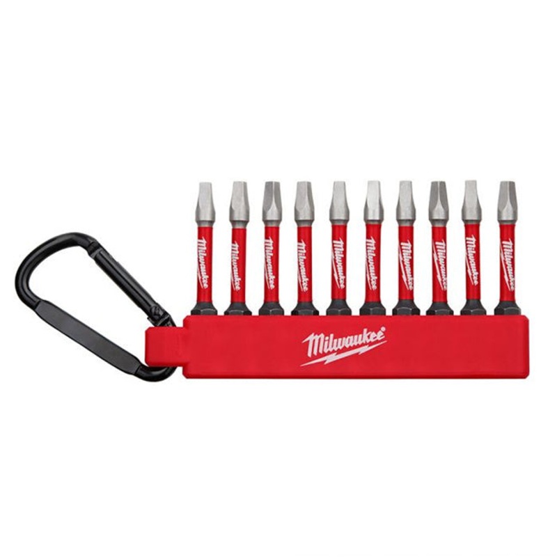 Milwaukee SHOCKWAVE Square Drive SQ2 Carabiner Driver Bit Set 10 Pack - 48-32-4091