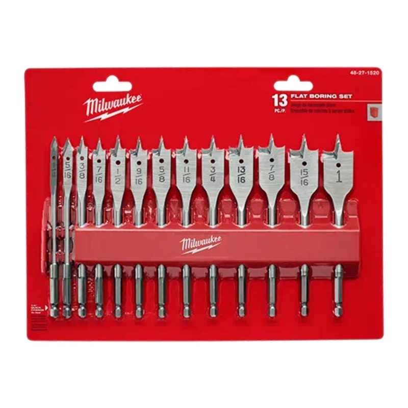 Milwaukee 13PC Flat Boring Bit Set - 48-27-1520