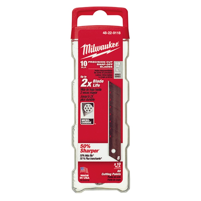 Milwaukee 18mm Precision Snap Blades (10 PK) - 48-22-9118