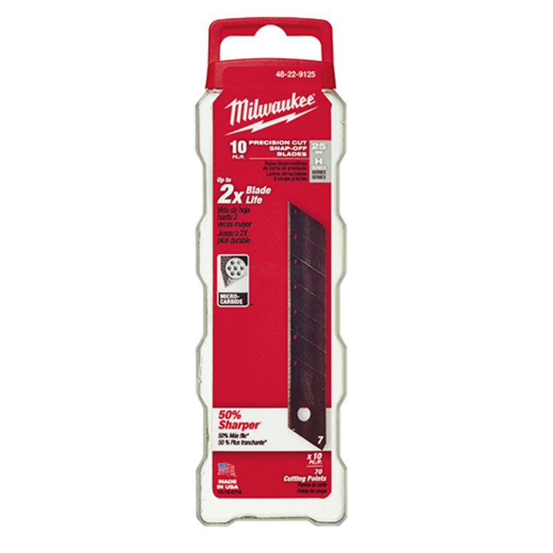 Milwaukee 25mm Precision Snap Blades (10 PK) - 48-22-9125