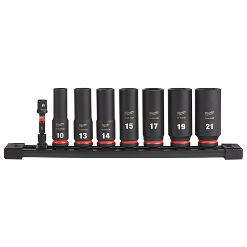 Milwaukee 8PC SHOCKWAVE Impact Duty 3/8" Drive Metric Deep 6 Point Socket Set - 49-66-7021