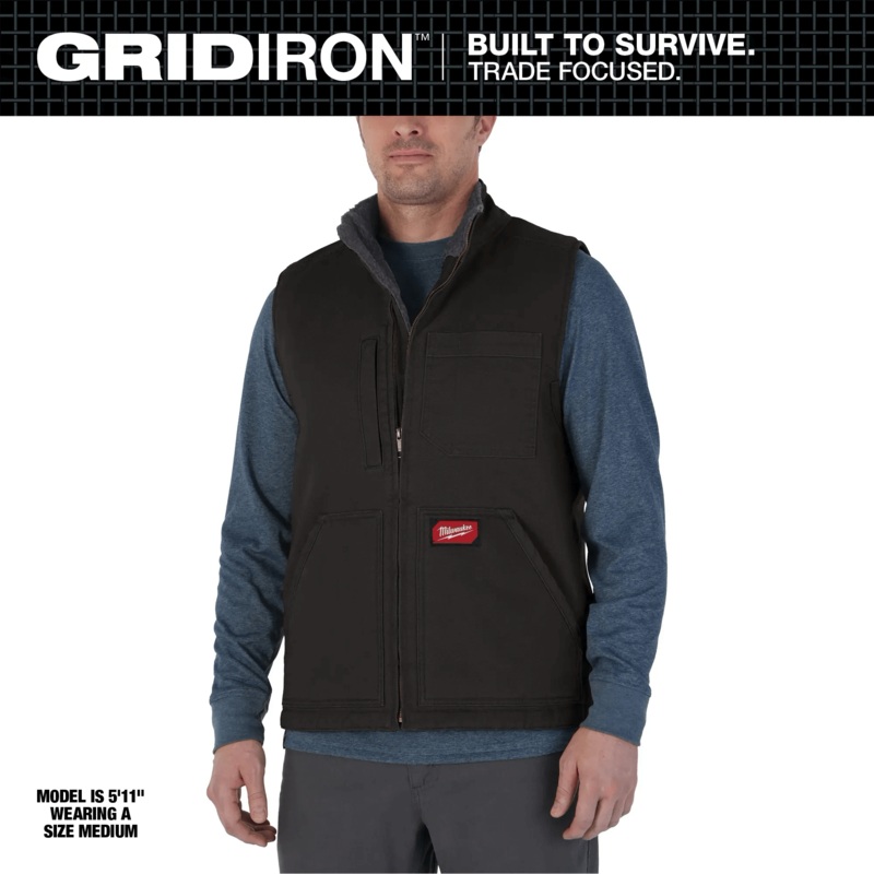 Milwaukee GRIDIRON Sherpa-Lined Vest - Black - 801B