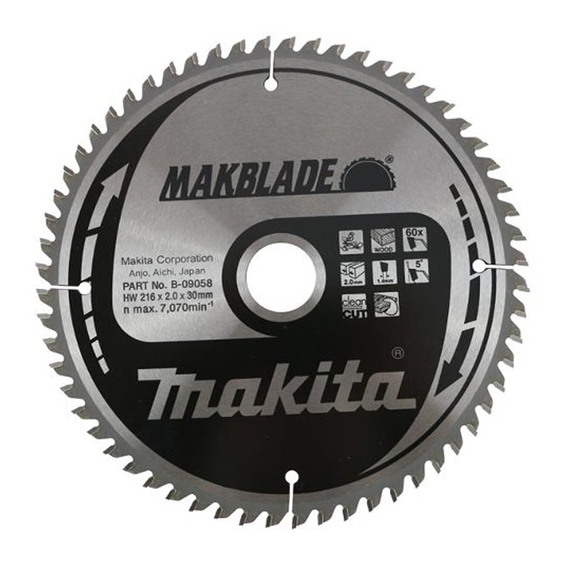 Makita Blade for Stationary Saws TCT Blade 216mmX 30 X 60T B-09058