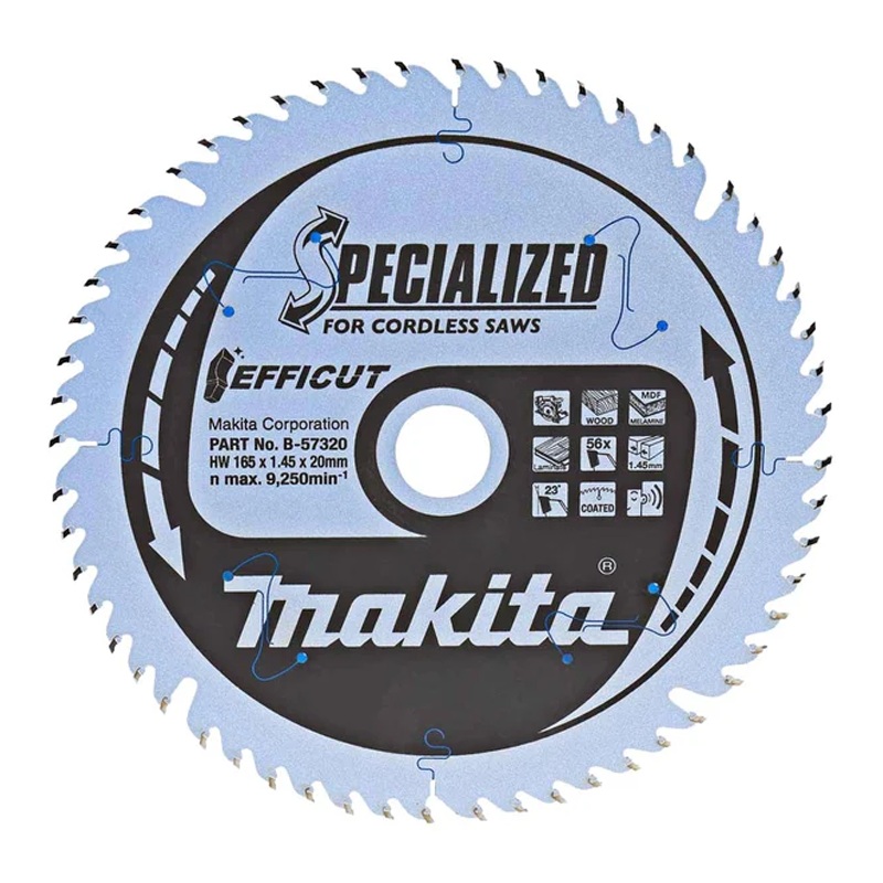 Makita Specialized Efficut TCT Blade 165mm X 20 X 56T B-57320