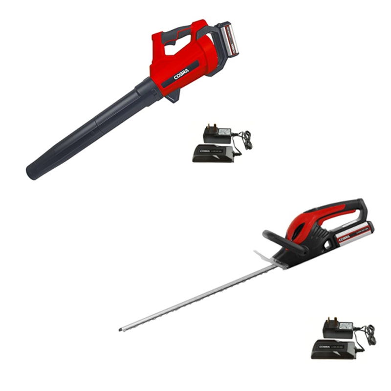 Cobra 2pc Bundle (Hedge Trimmer, Leaf Blower, 2x 2.0Ah Batteries, 2x Chargers)