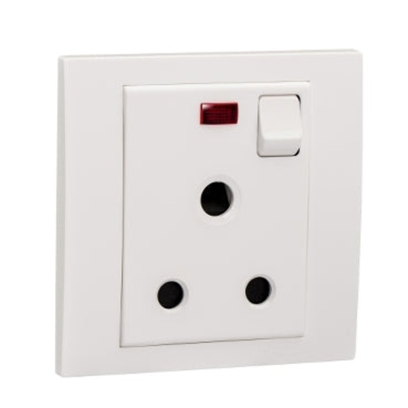 15A 250V 1 Gang Switched Socket With Neo