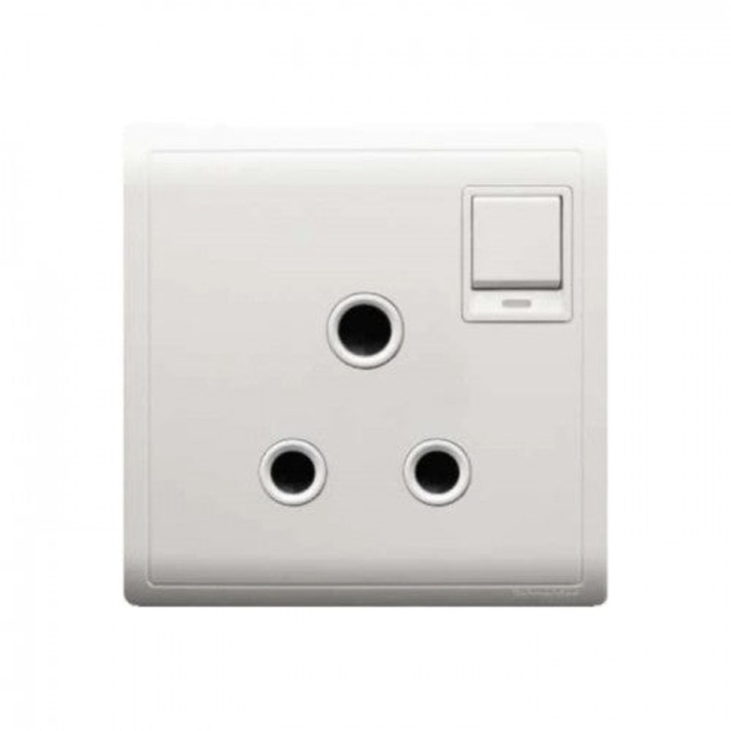 15A 250V 1 Gang 3 Round Pin Switched Socket
