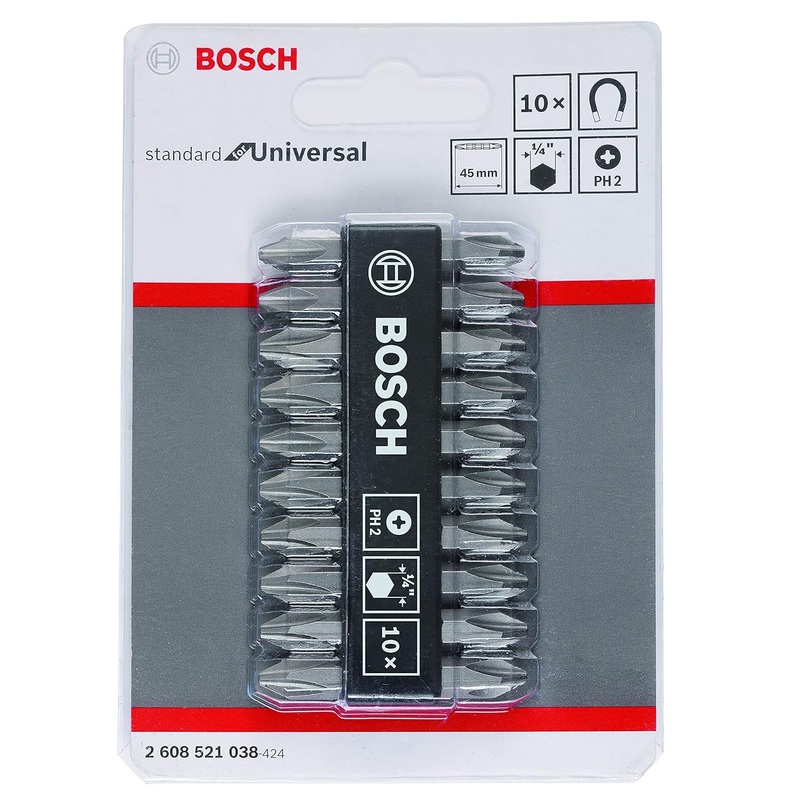 Screwdriver Double Ended Bit Set Standard for Universal PH2/PH2 45mm 10pcs
