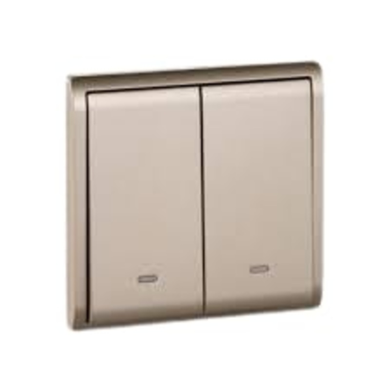 20A-16AX 250V 2 Gang 2 Way Switch with Fluorescent Locator, Wine Gold