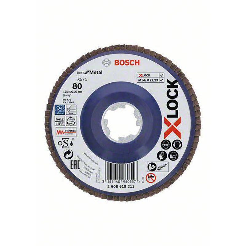 Fan grinding disc X571 Best for Metal, straight, 125 mm, K 80, plastic