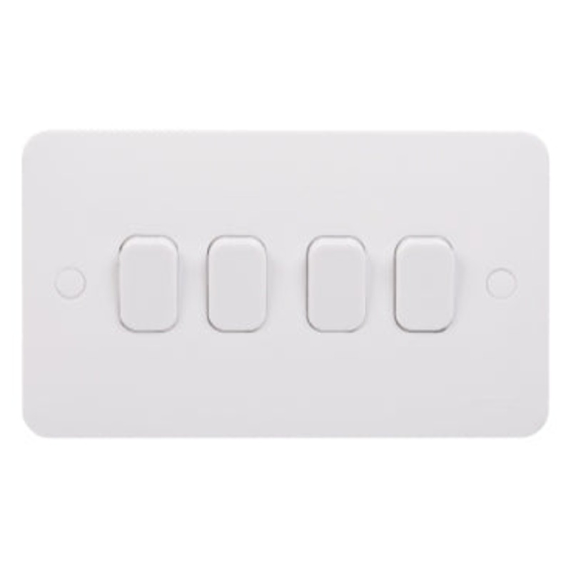 Lisse - Plate switch - 4 gang 2 way - 10AX White