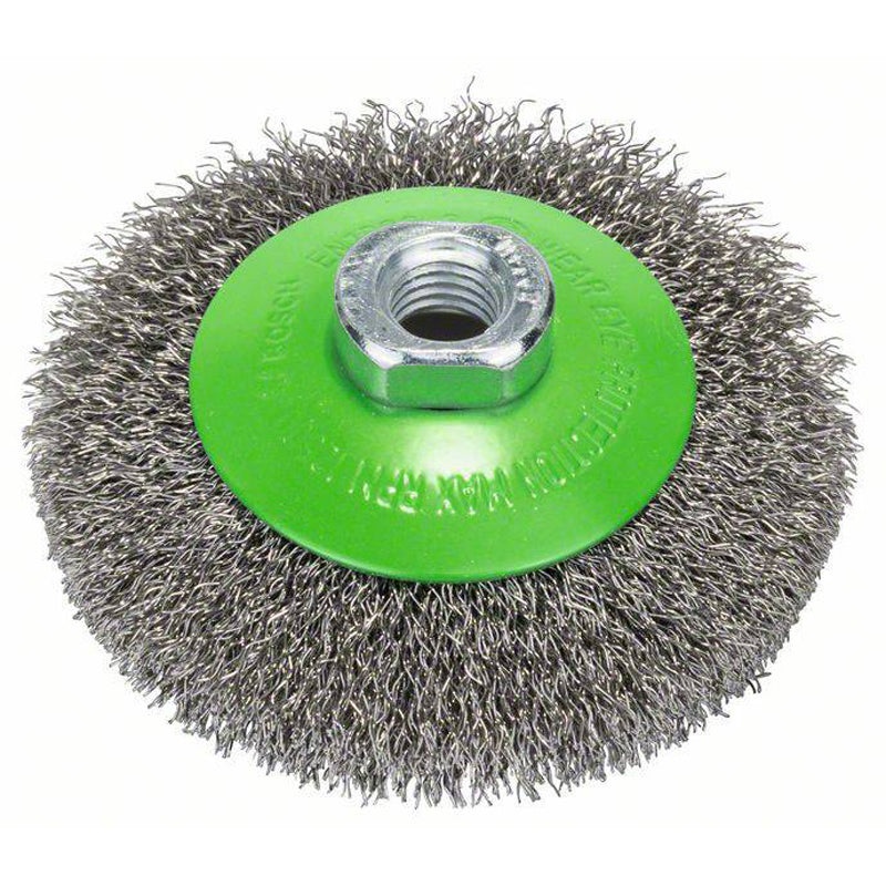 M14 Conical Brush 100mm, Crimped, 0.35mm