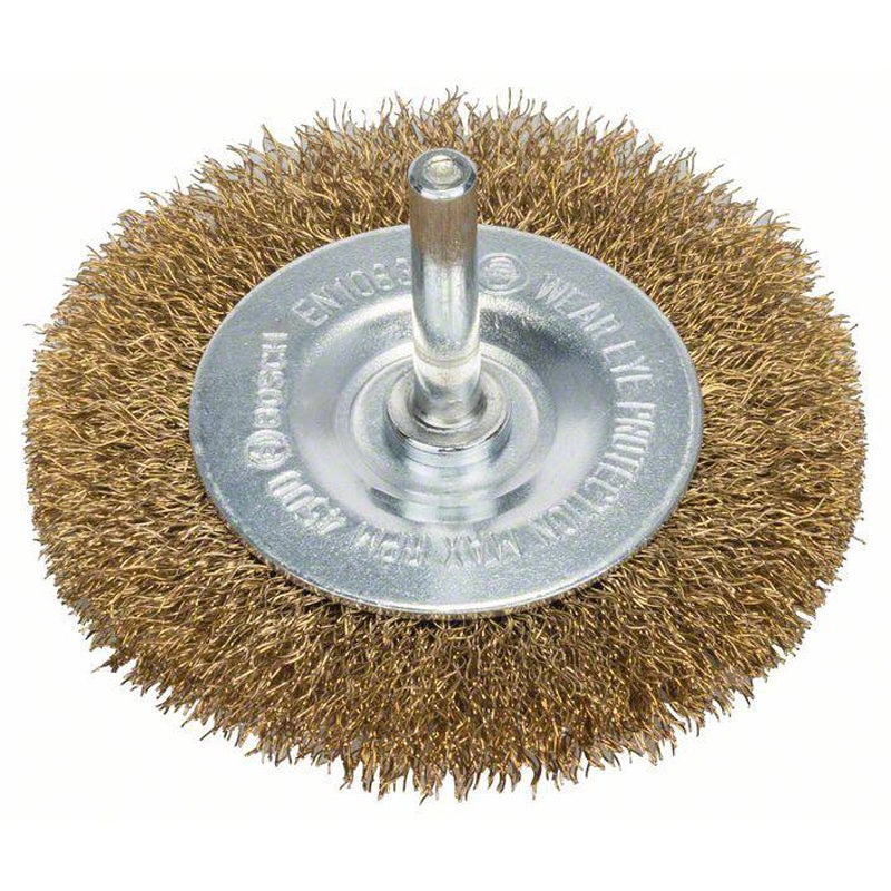 Wire Wheel 75mm Crimped Brass 0.2mm 6mm Shank