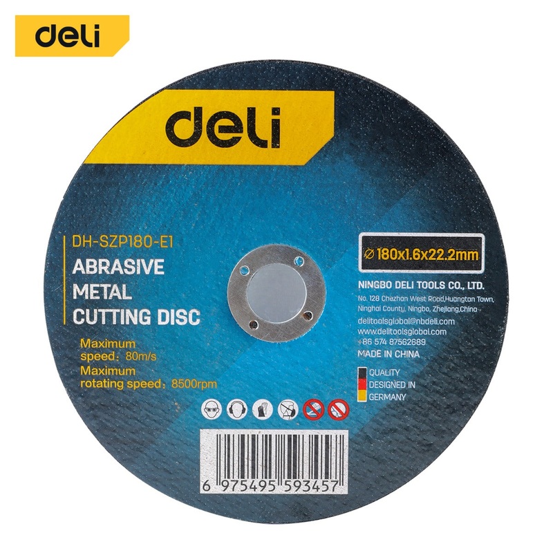 Deli Abrasive Metal Cutting Disc 180mmx1.6x22.2mm | EDH-SZP180-E1