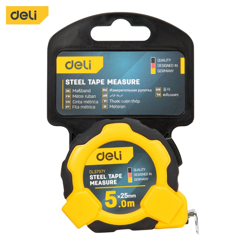 Deli Self-Locking Tape Measure 5mx25mm | EDL3797Y