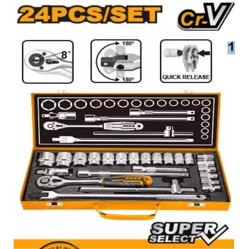 INGCO Industrial Socket Set 24pcs 1/2" | HKTS12242