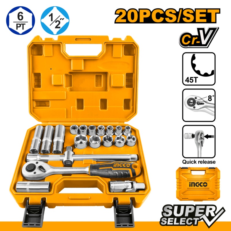 INGCO Socket Set 20pcs 1/2" | HKTS12201