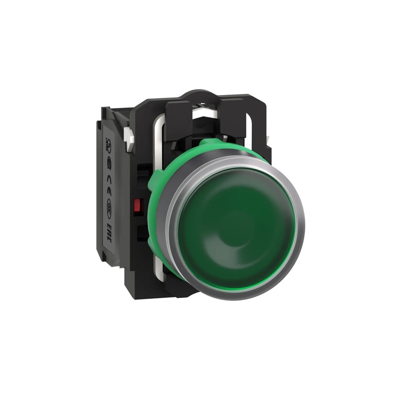Green Flush Illum Push Button