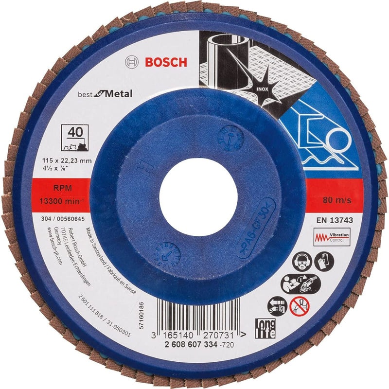 Flap Disc Best for Metal X571 115mm G40, straight, plastic plate