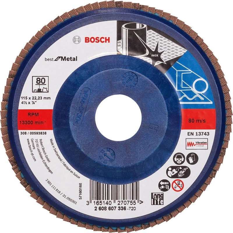 Flap Disc Best for Metal X571 115mm G80, straight, plastic plate