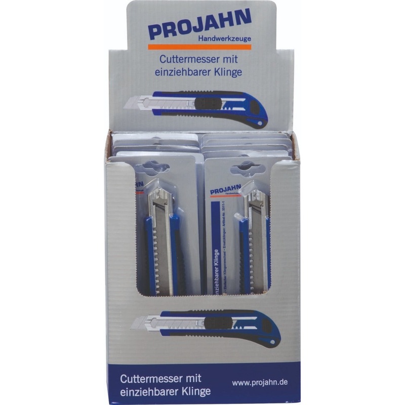 PROJAHN Display 12x Utility Knife 18mm Blue Black | 331112