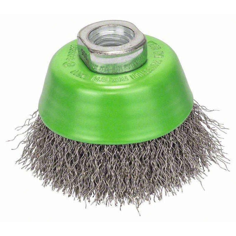 Cup Brush 65mm Crimped 0.3mm Clean for Inox M14
