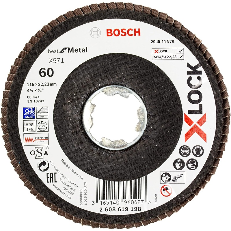 Flap Disc Best for Metal X571 X-LOCK angled version, fibre plate, 115mm, G60