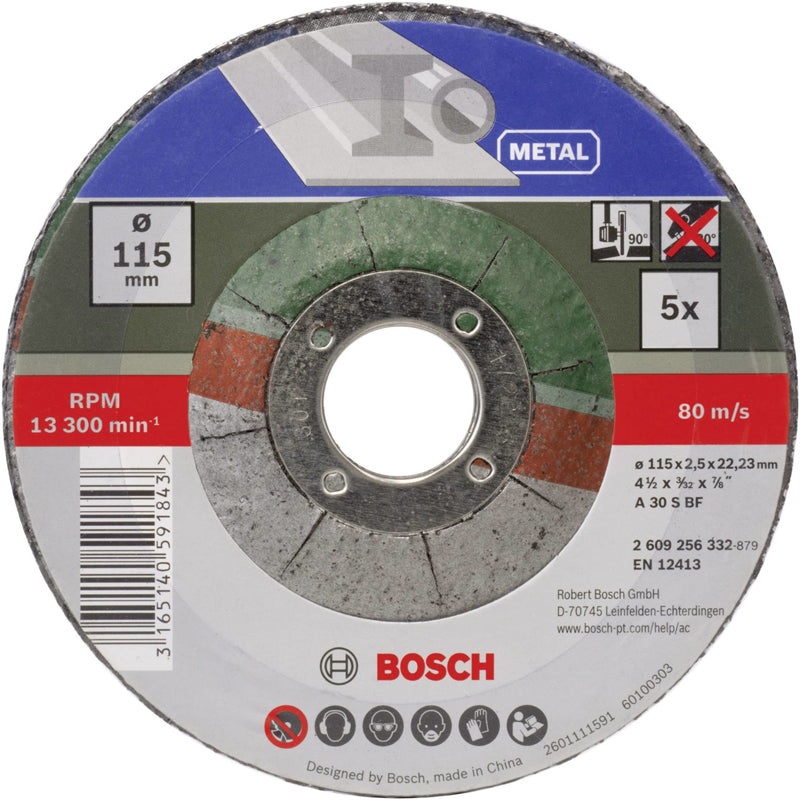 Cutting Disc for Metal 115x2.5x22.23 mm 5pcs (cranked set)