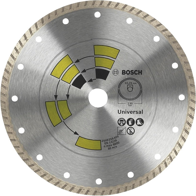 Diamond Cutting Disc Universal Turbo with Continuous Diamond Rim for Grinder 115x22.23 mm