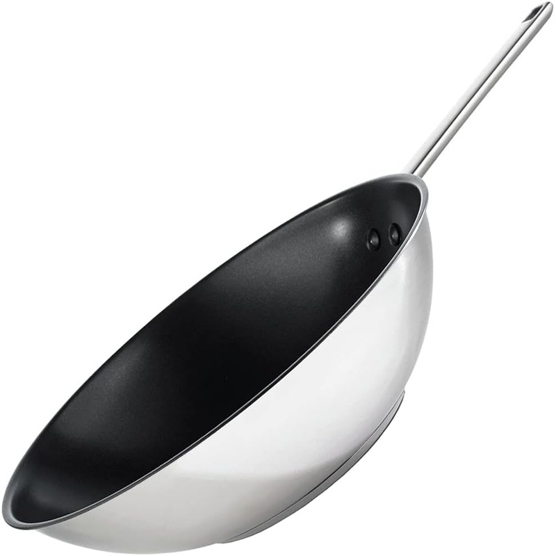 Round Wok/Stir-Fry Pan Cooking Pot, Round, Stainless Steel, 1.1kg, 319mm