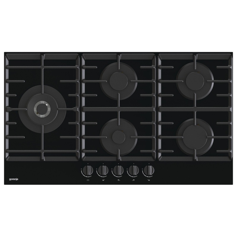 Built-in gas cooker, 90 cm, black ceramic