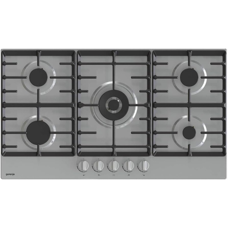Gas hob, 90 cm, stainless steel, 5 burners