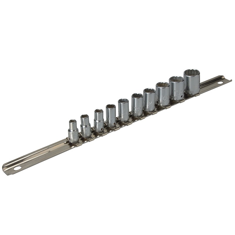 Bi-Hexagon Socket Set of 10 with Clip Strip AF 1/4in Drive
