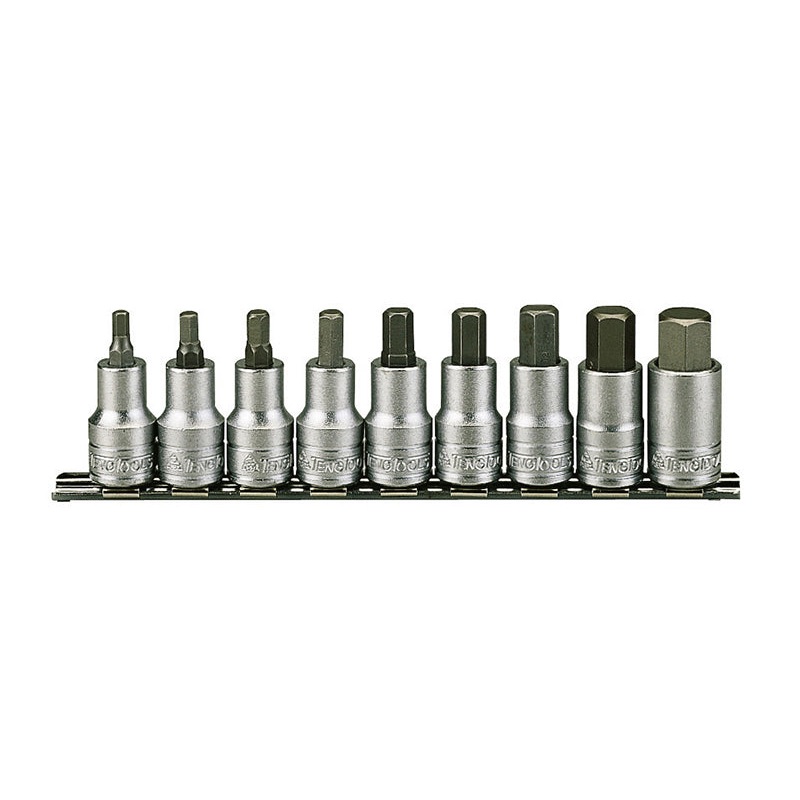 M1212 Socket Clip Rail Hex Set of 9 Metric 1/2in Drive