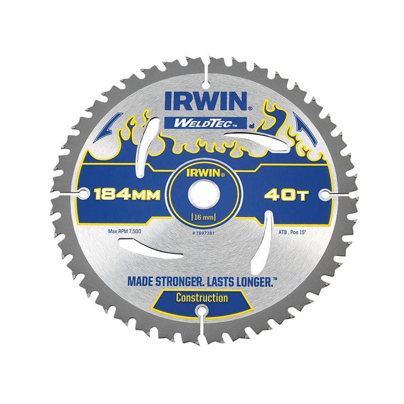 Weldtec Circular Saw Blade 184 x 16mm x 40T ATB